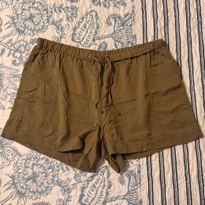 High Rise Drawstring Women’s Shorts in Olive Green